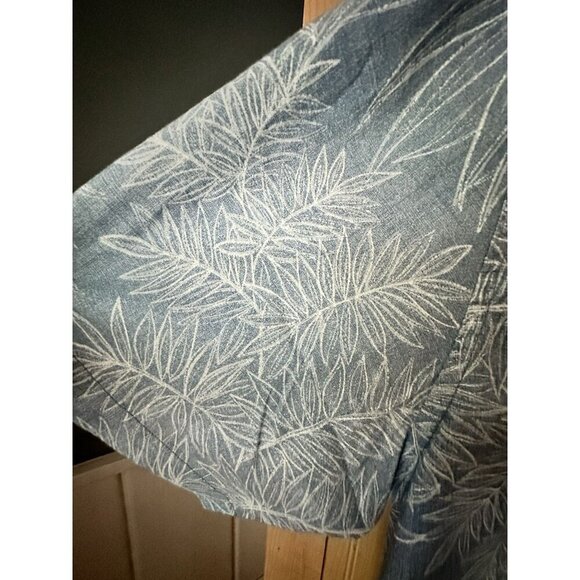NEW Tommy Bahama Shirt Sz Large- Blue Blanca Vines Embroidered Floral All Cotton - Picture 5 of 10